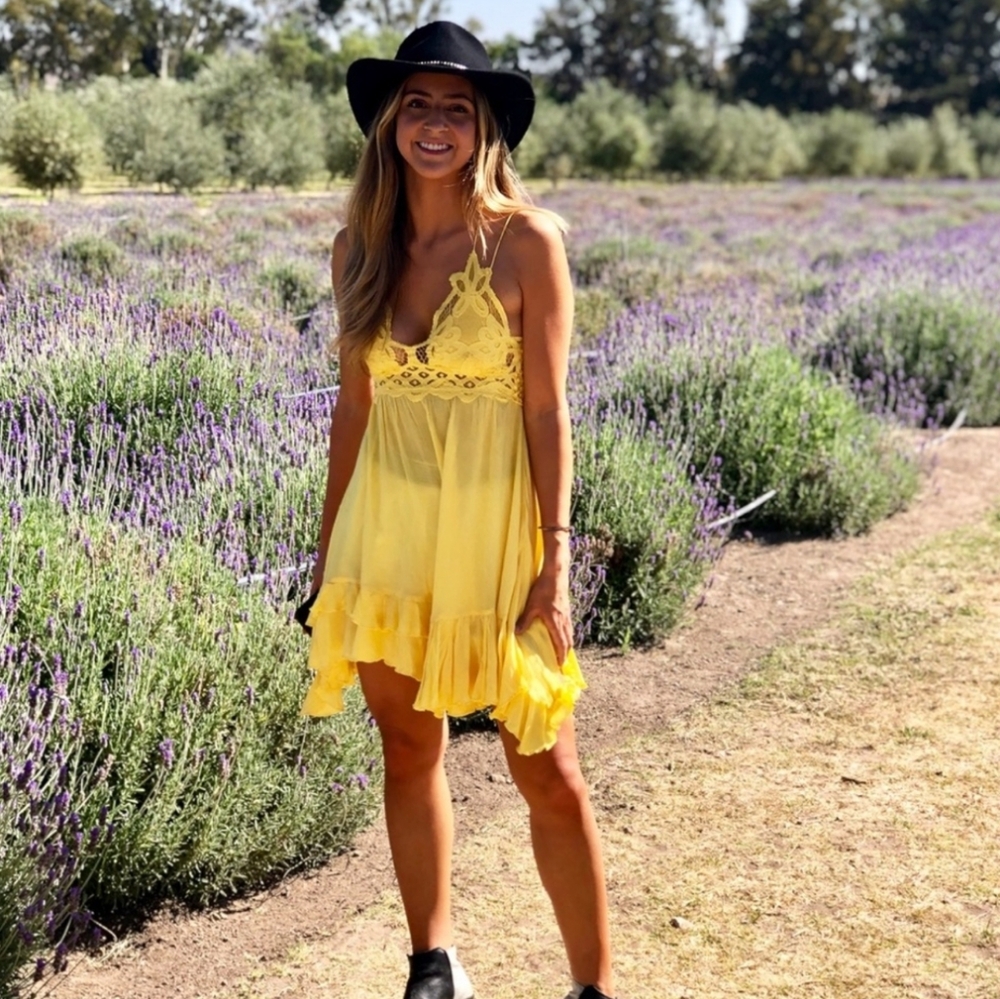 Free People Yellow Adella Asymmetrical Dress